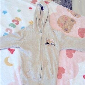 Kids Beige Cat Hoodie